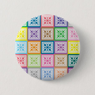 Badge Rond 5 Cm Motif carré abstrait coloré
