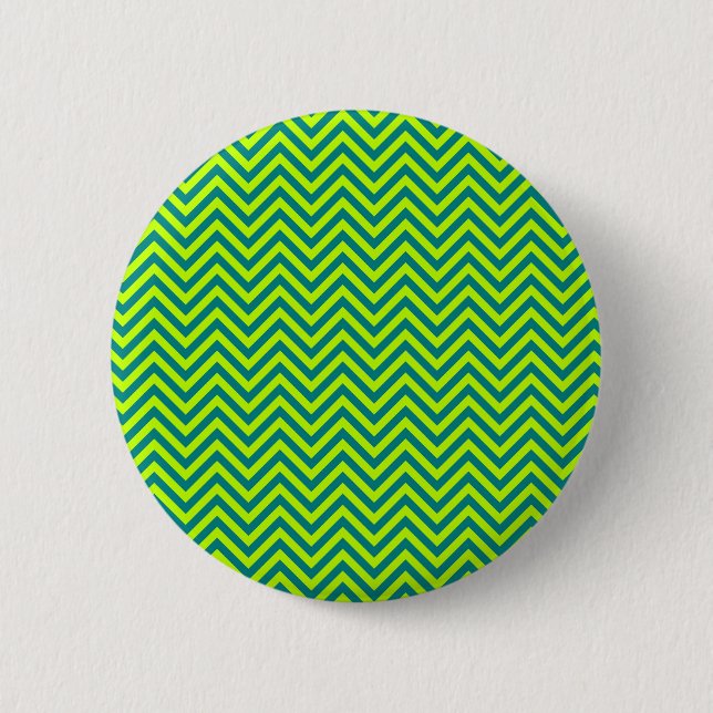 Badge Rond 5 Cm Motif Chevron turquoise et Lime Green (Devant)