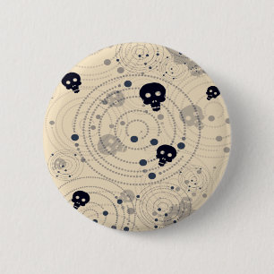 Badge Rond 5 Cm Motif crâne de sucre cosmique noir