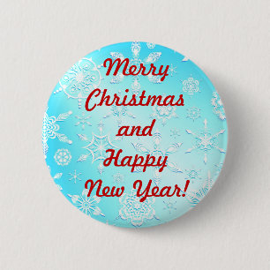 Badge Rond 5 Cm Motif Crystal Snowflakes