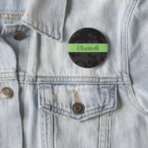 Badge Rond 5 Cm Motif Damas, Damas Gris, Votre Nom