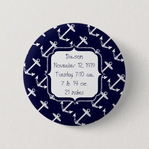 Badge Rond 5 Cm Motif d'ancre de marine nautique