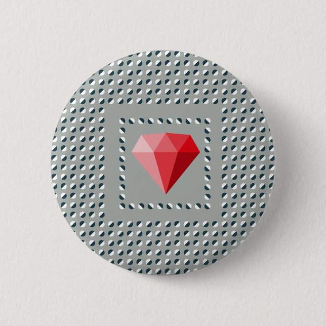 Badge Rond 5 Cm Motif dansant Illusion d'optique Rubis  (Devant)