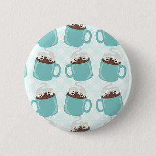 Badge Rond 5 Cm Motif de bonheur de chocolat chaud