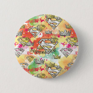 Badge Rond 5 Cm Motif de couronne de Supergirl