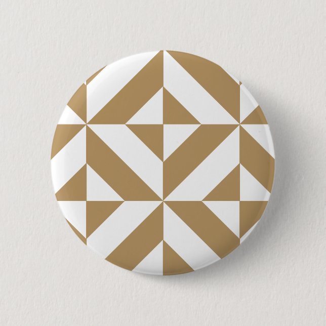 Badge Rond 5 Cm Motif de cube géométrique Brown (Devant)
