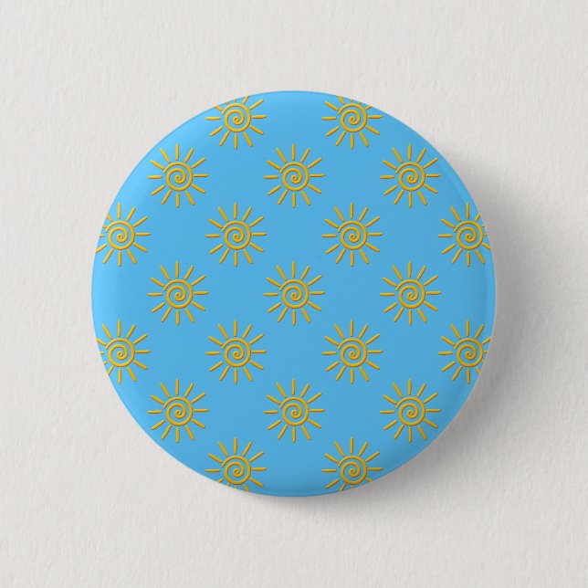 Badge Rond 5 Cm motif de dessin 3D Jaune Sun (Devant)