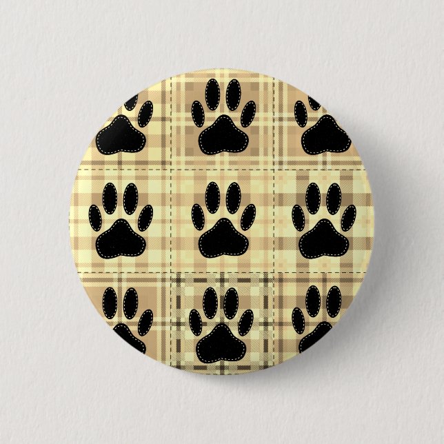 Badge Rond 5 Cm Motif De Dessin De Chien Paw À Sepia (Devant)