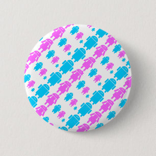 Badge Rond 5 Cm Motif de famille de robot mignon