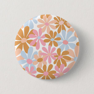 Badge Rond 5 Cm Motif de fleur de marguerite pastel rétro