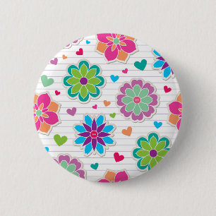 Badge Rond 5 Cm Motif de fleurs