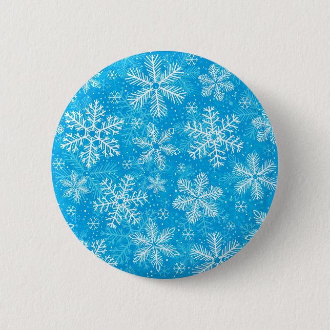 Badge Rond 5 Cm Motif de flocons blancs (Devant)