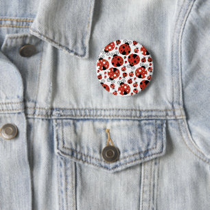 Badge Rond 5 Cm Motif De Ladybugs, Mignons Ladybugs, Red Ladybugs