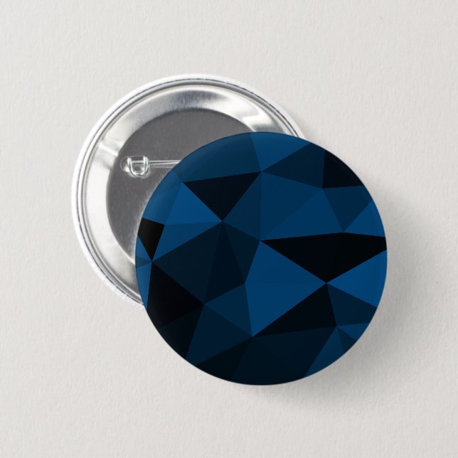 Badge Rond 5 Cm Motif de maillage géométrique bleu foncé et noir (Devant & derrière)