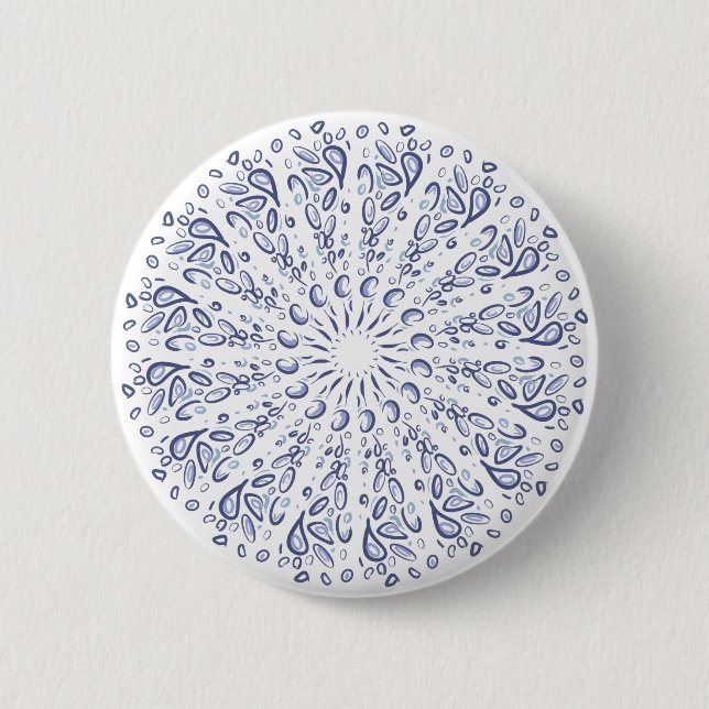 Badge Rond 5 Cm Motif de mandala bleu (Devant)