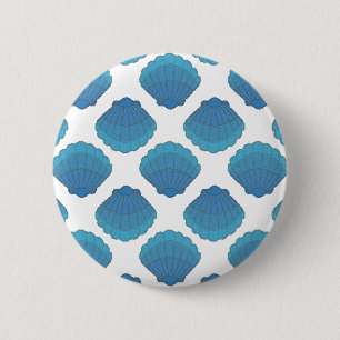 Badge Rond 5 Cm Motif de mosaïque Blue Seashell