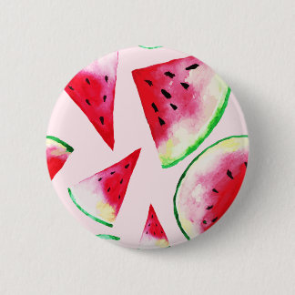 Badge Rond 5 Cm Motif de tranche de pastèque aquarelle