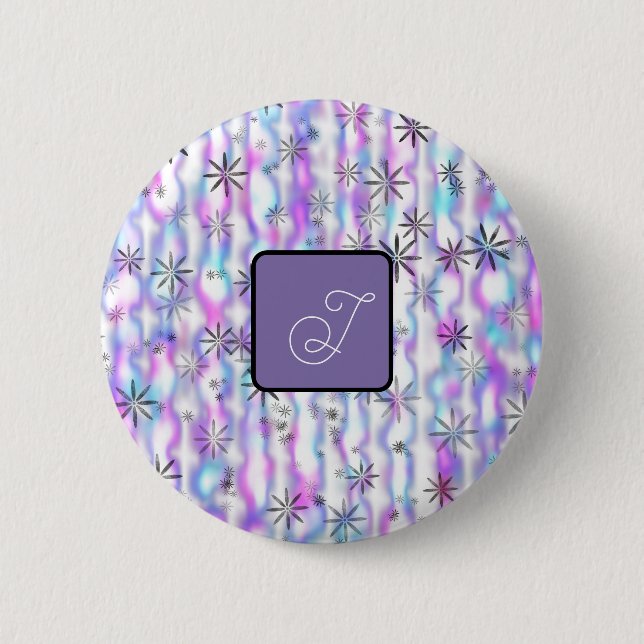 Badge Rond 5 Cm Motif de vagues en étoile éclatée personnalisé (Devant)