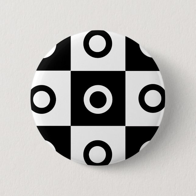 Badge Rond 5 Cm Motif de vérification noir et blanc (Devant)