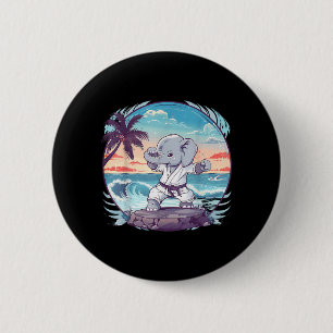 Badge Rond 5 Cm Motif d'éléphant de karaté Taekwondo Kickboxing