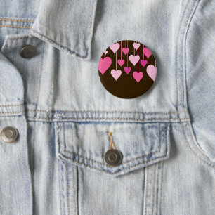Badge Rond 5 Cm Motif Des Coeurs, Coeurs Roses, Motif Du Coeur