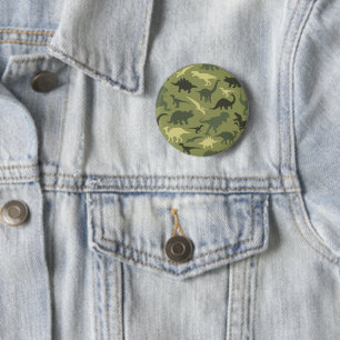 Badge Rond 5 Cm Motif Dinosaure, Silhouette Dinosaure, Dino Vert