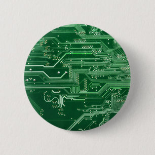 Badge Rond 5 Cm motif d'ordinateur de carte à circuit électronique