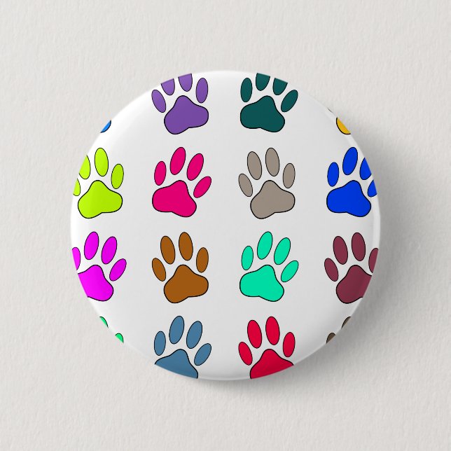 Badge Rond 5 Cm Motif Empreinte de patte de chien multicolore (Devant)