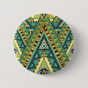 Badge Rond 5 Cm Motif ethnique de boho jaune vert