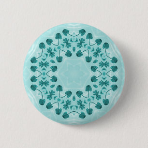 Badge Rond 5 Cm Motif floral, bleu Turquoise