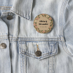 Badge Rond 5 Cm Motif floral botanique vintage lotus d'eau