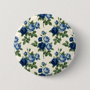 Badge Rond 5 Cm Motif floral Rose Bleue