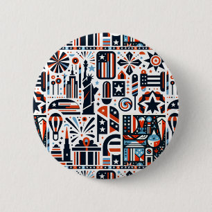 Badge Rond 5 Cm Motif Génératif du 4 Juillet