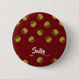 Badge Rond 5 Cm Motif hamburger sur le marron