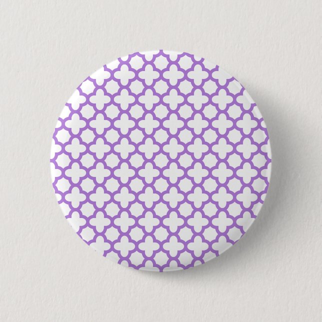 Badge Rond 5 Cm Motif Lavender Quatrefoil (Devant)