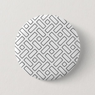 Badge Rond 5 Cm Motif linéaire noir et blanc - blanc