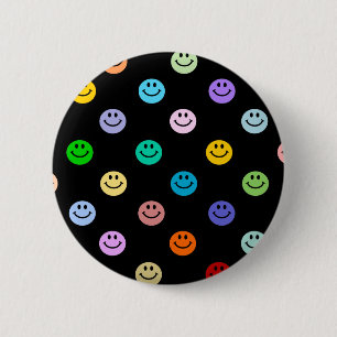 Badge Rond 5 Cm Motif multicolore de visage d'arc-en-ciel