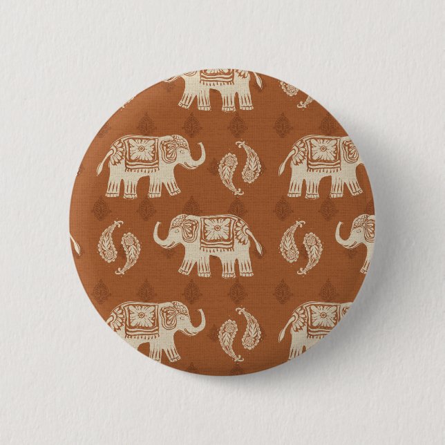 Badge Rond 5 Cm Motif orange de caravane d'éléphant (Devant)