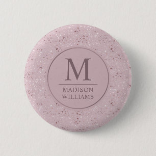 Badge Rond 5 Cm Motif Pailleté Rose Pâle Douceur Personnalisé