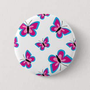 Badge Rond 5 Cm Motif papillon rose bleu