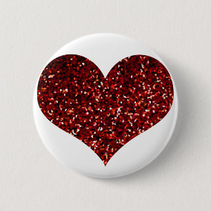 Badge Rond 5 Cm Motif Parties scintillant rouge étincelante Mariag