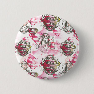Badge Rond 5 Cm Motif rose d'encre de Supergirl