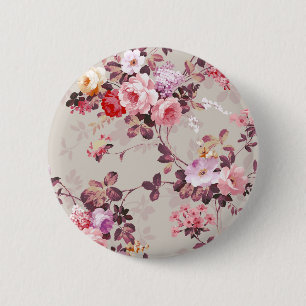 Badge Rond 5 Cm Motif Rose rouge violet rose Vintage