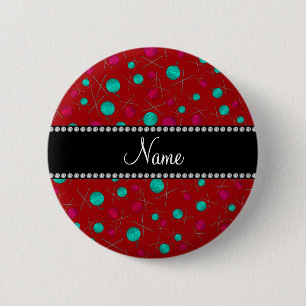 Badge Rond 5 Cm Motif rouge nommé personnalisé de tricot