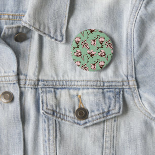 Badge Rond 5 Cm Motif sans couture avec bourgeons floraux des arbr