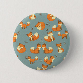 Badge Rond 5 Cm Motif sans couture de Fox et de papillon