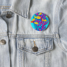 Badge Rond 5 Cm Motif sans fil de poissons tropicaux