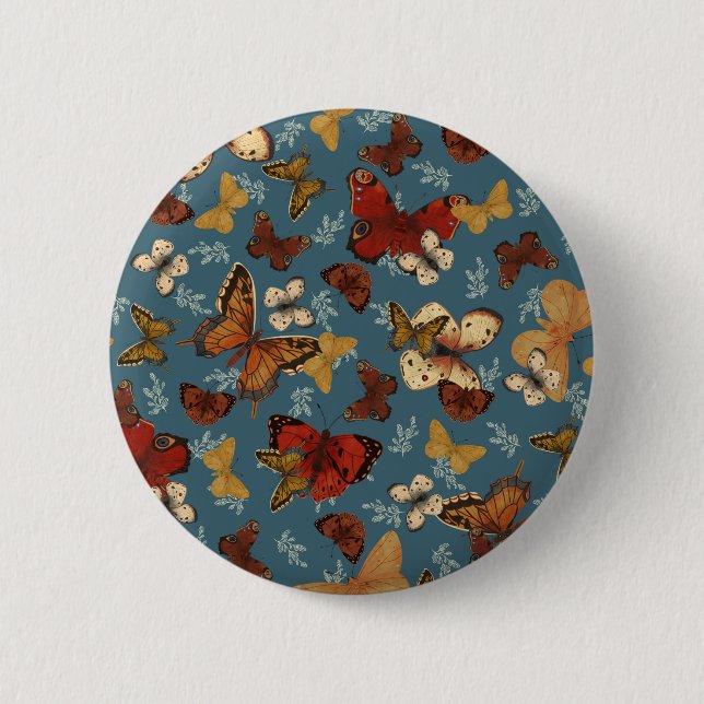 Badge Rond 5 Cm motif transparent bleu papillon (Devant)