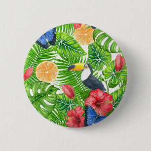 Badge Rond 5 Cm Motif tropical