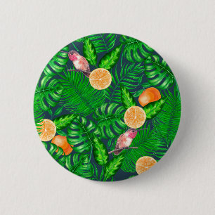 Badge Rond 5 Cm Motif tropical, colibris